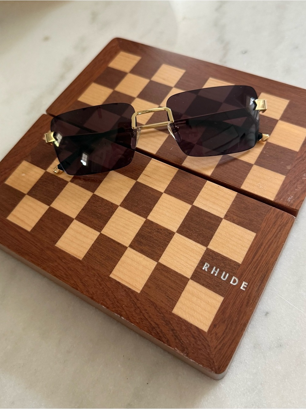 RHUDE New Money Rimless Sunglasses Rose Gold 56mm w/ Box & Pouch